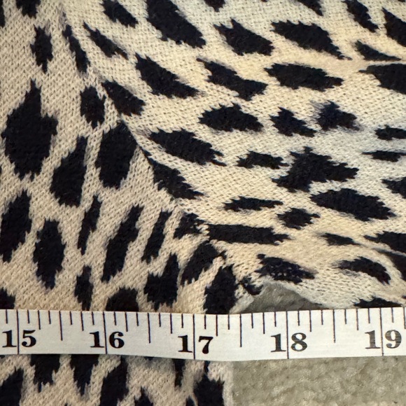 Ann Taylor Black and Cream Crew Neck Sweater with Animal Print - Picture 4 of 6
